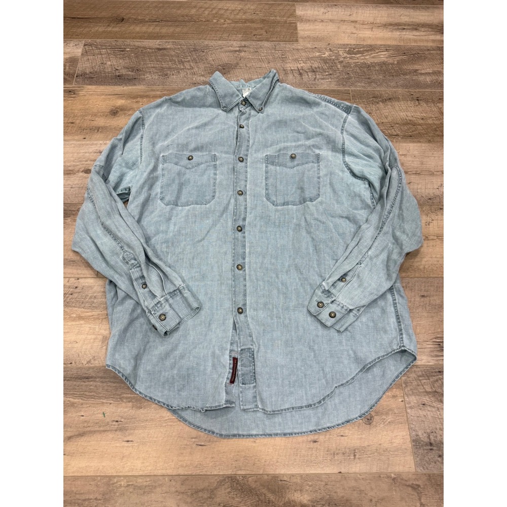 The Territory Ahead Mens XL Light Blue 100% Linen Button Down Shirt Long Sleeve